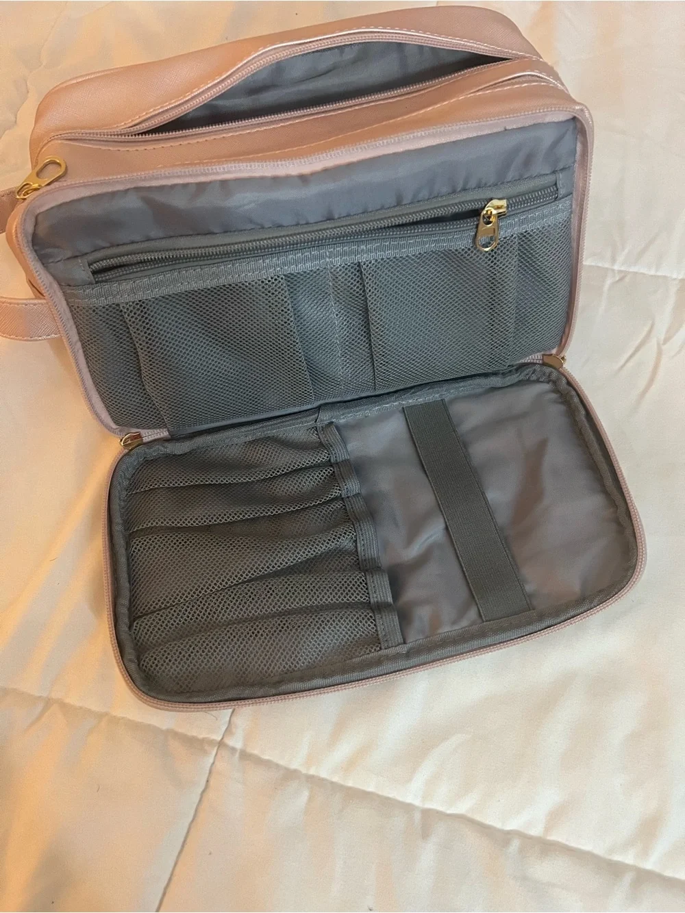 Blush Pink Double-Zip Cosmetic Train Case